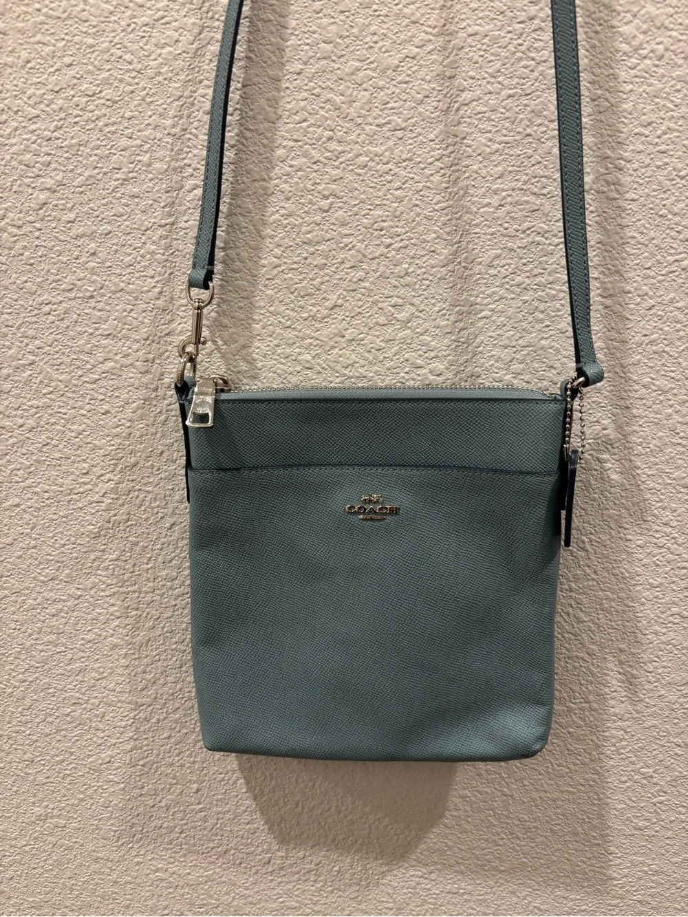 COACH Pebble Leather Crossbody in Sea Glass